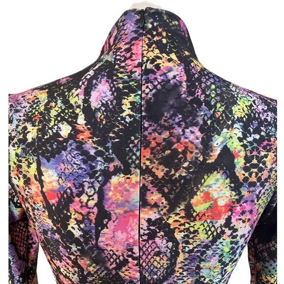 Fashion Nova Multi Color Python Snake Print Bodycon Longsleeve Dress Size XS/S - Picture 3 of 3